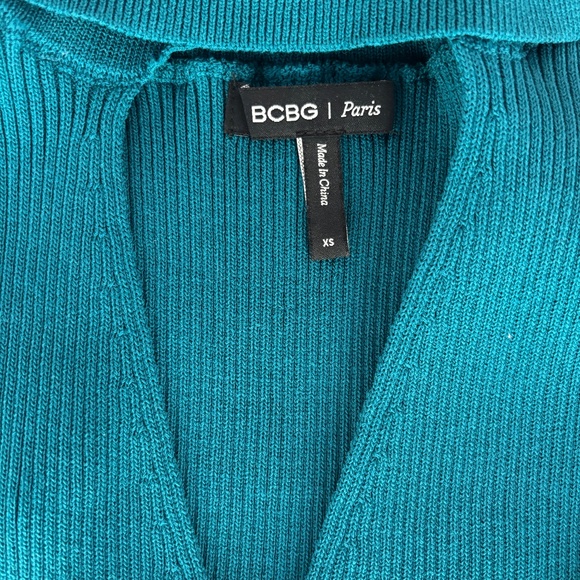 BCBG Paris Ribbed Knit Bodycon Sweater Dress - Teal Green Size XS - Picture 7 of 8